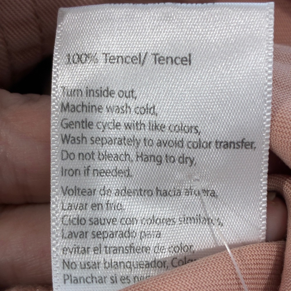 Risen Womens M Tencel Button Up Soft Pink Pocket Shirt Boho Casual Shacket Soft - Picture 15 of 16